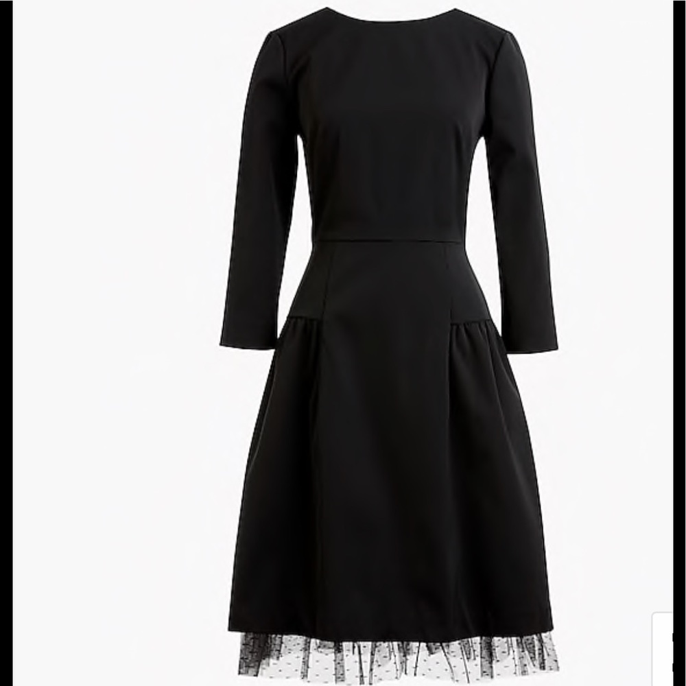J Crew Long Sleeve Sheath Dress w Tulle Trim NEW - Picture 2 of 7
